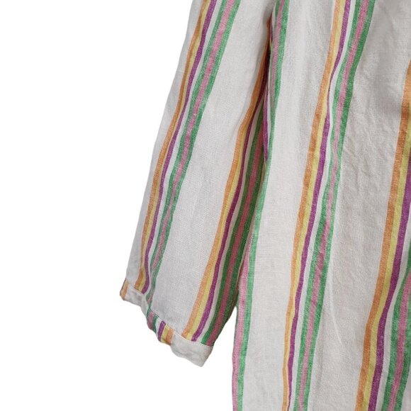 Boden Womens Katie Top 4‎ Striped Linen Back Button Up Blouse Resortwear - Picture 3 of 13